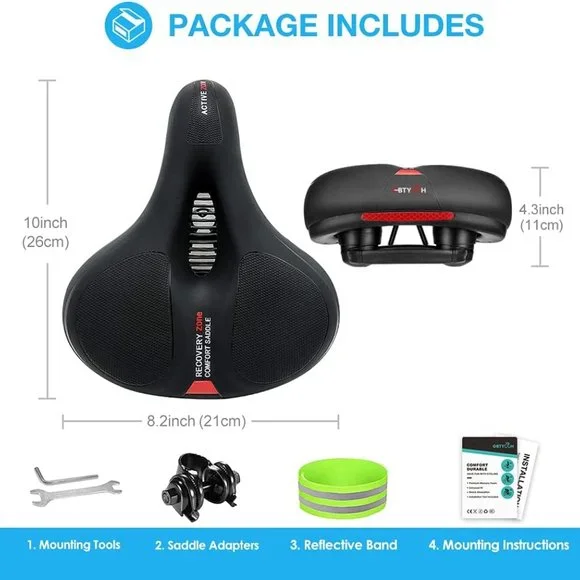 Oversized Bike Seat Cushion Comfort Memory Foam Padded Universal Fit Bicycle - Picture 3 of 9